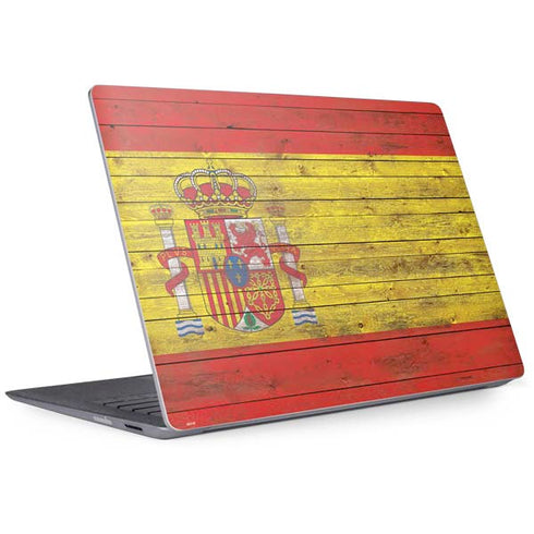 Spain Flag Dark Wood Surface Laptop 2 Skin